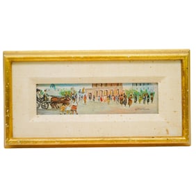 Signed Oil On Canvas Cityscape Painting