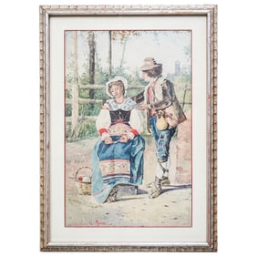 Signed Italian Gouache on Paper