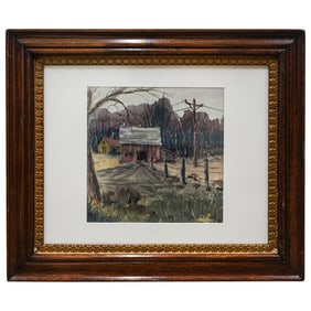 Signed Landscape Watercolor On Paper