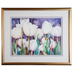 Signed "Neisa" Tulip Watercolor Painting