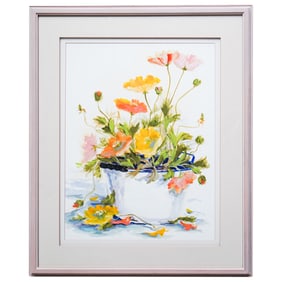 Dorothy Spangler (b. 1928, American) Framed Floral Watercolor Still Life