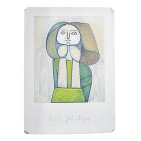 After Pablo Picasso "Portrait de Femme a la Robe Verte" Litho Print