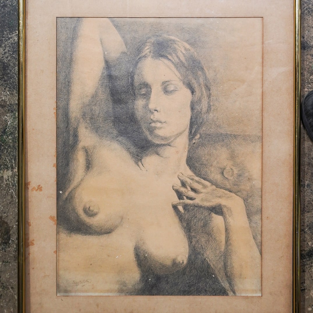 Jean Delville (Belgian, 1867-1953) Nude Charcoal On Paper: Jean Delville (Belgian, 1867-1953) Nude Charcoal On Paper 1912, Belgium Jean Delville (Belgian, 1867-1953) Charcoal on paper, depicting a nude female figure in a relaxed pose. Signed at bottom left "J