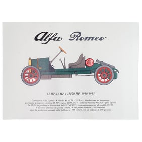 Alfa Romeo 15/20 HP Lithograph on Cardstock