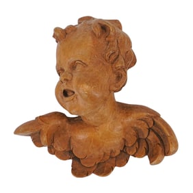 Vintage Wooden Cherub Head
