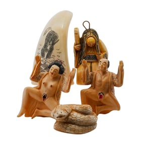 (5 Pcs) Carved Figural Miniatures Collection