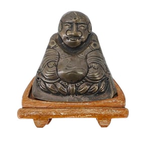 Antique Silver Plated Buddha Sculpture