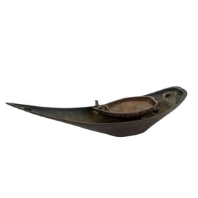 Japanese Bronze Boat Incense Sculpture