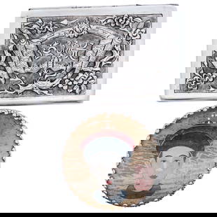 Pair Of Chinese Silver Plated Boxes: Pair Of Chinese Silver Plated Boxes20th Century, China(2 Pc) Group of Two Chinese silver plated boxes. Includes:(1 Pc) one silver plate rectangular box, with repousse calligraphy and floral motifs.(1