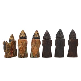 (6 Pcs) Wooden Crusader Knight Statuettes