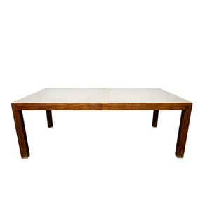 Vintage Henredon Wood and Glass Dining Table