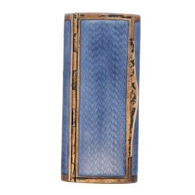 Antique Sterling Silver and Blue Guilloche Enamel Cigarette Box
