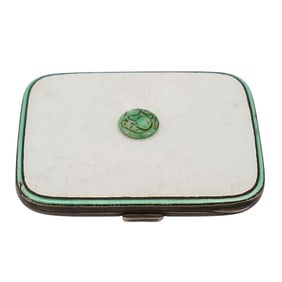 Mappin & Webb London Sterling Jade & Enamel Card Holder