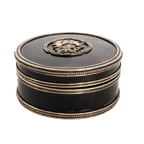 Antique French H. Fres & Cie Tortoise Hue and Silver Powder Box