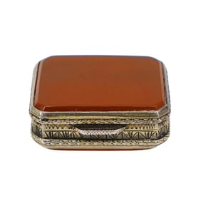 Antique Double Sided Carnelian & Silver Mini Pill Box