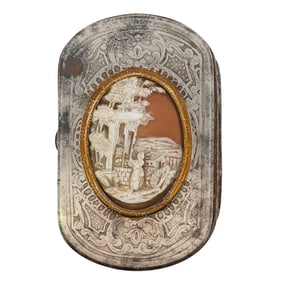 Antique Silver Metal Cameo Womens Wallet