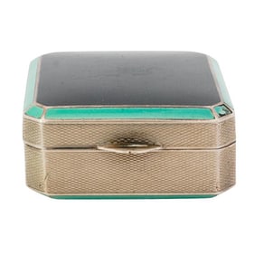 Art Deco Sterling & Enamel Mini Pill Box