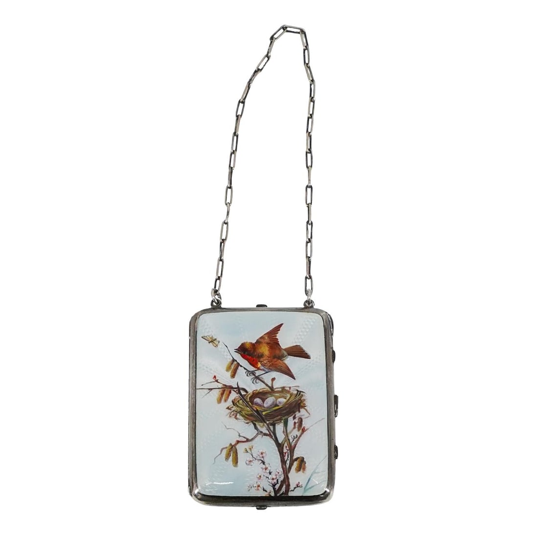 Antique Silver And Enamel Bird Compact (1 of 8)