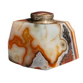 Antique Natural Agate Inkwell