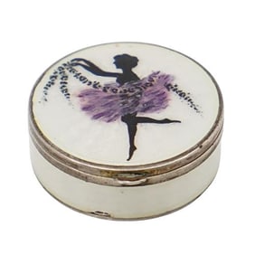Antique Silver & Enamel Miniature Ballerina Pill Box