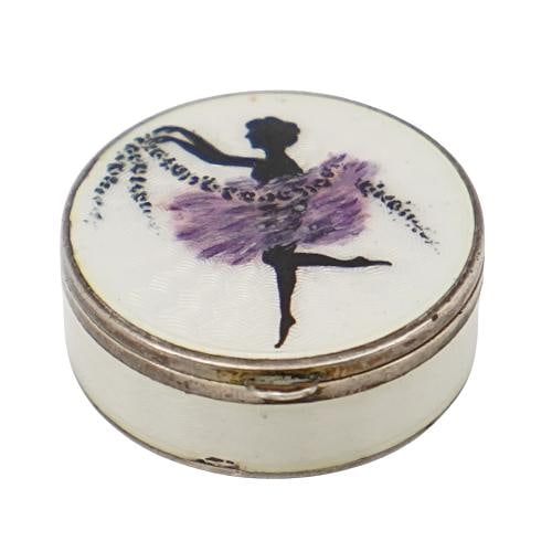 Antique Silver & Enamel Miniature Ballerina Pill Box (1 of 5)
