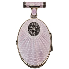Austrian Sterling & Pink Enamel Vanity Compact