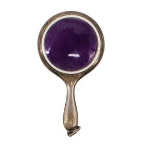 Antique Silver & Enamel Mini Mirror Pendant