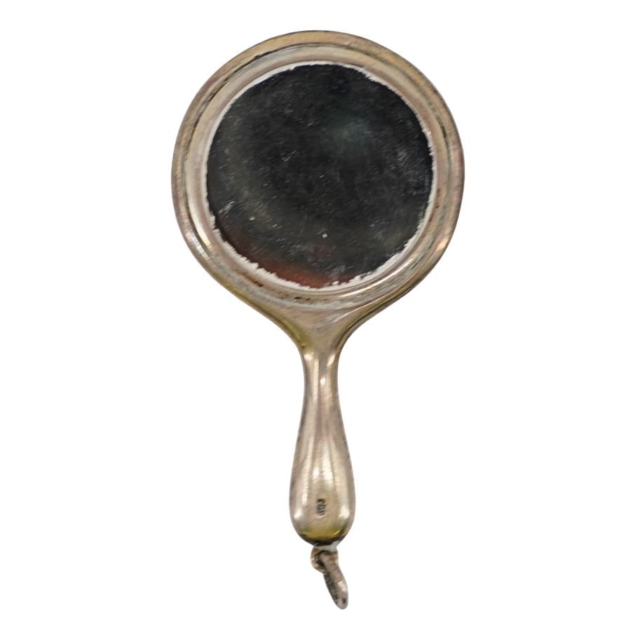 Antique Silver & Enamel Mini Mirror Pendant (1 of 3)
