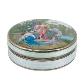 Swiss Silver and Enamel Figural Pillbox