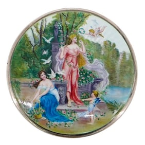 Swiss Silver and Enamel Figural Pillbox