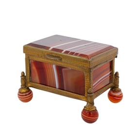 Antique Miniature Agate Trinket Box