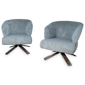 (2 Pcs) Minotti Swivel Lounge Chairs