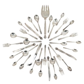(37 pc) Georg Jensen "Acorn" Sterling Silver Flatware
