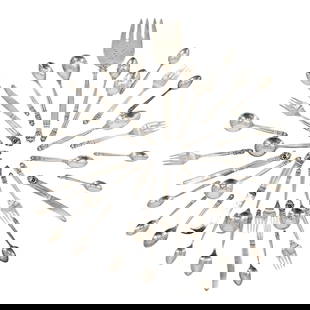 (37 pc) Georg Jensen "Acorn" Sterling Silver Flatware: (37 pc) Georg Jensen "Acorn" Sterling Silver FlatwareEarly 20th Century, DenmarkGeorg Jensen (established 1904, Denmark) sterling silver flatware in the "Acorn" pattern, originally manufactured in 191