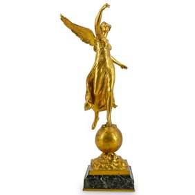 F. Barbedienne / Paul Marie Ducuing (French, 1867) "Winged Victory" Gilt Bronze