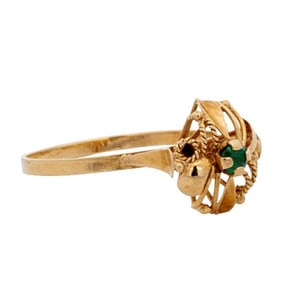 18K Gold and Emerald Floral Ring