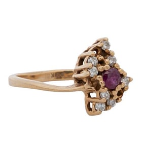 14K Gold, Ruby, and Diamond Ring