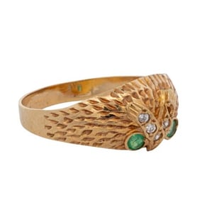 18K Gold, Diamond & Emerald Bird Ring