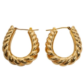 Milor 14K Gold Ribbed Hoop Earrings