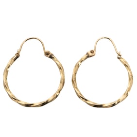14K Gold Twisted Hoop Earrings