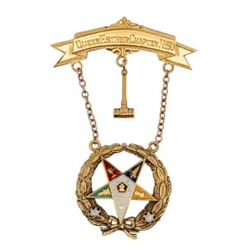 Vintage 10k Gold Freemasons Order of the Eastern Star Matron Pin