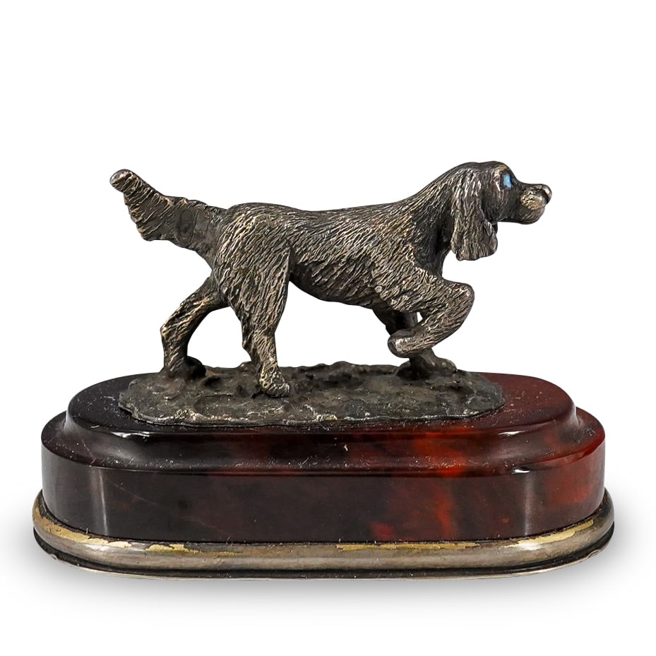 Vintage Russian Bronze Pointer Dog Paperweight (1 of 6)