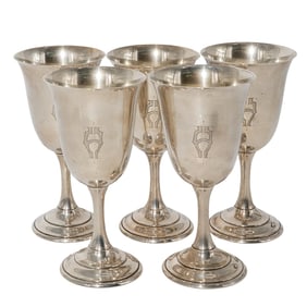 (5 pc) Watson Company (American) Sterling Silver Goblets