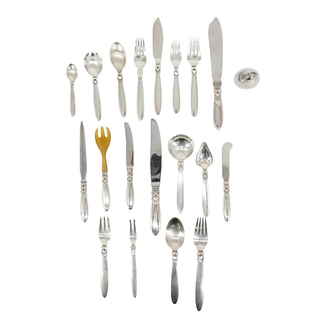 (20 pcs) Georg Jensen Sterling Silver "Cactus" Flatware by Gundorph Albertus: (20 pcs) Georg Jensen Sterling Silver "Cactus" Flatware by Gundorph AlbertusEarly 20th Century, DenmarkGeorg Jensen (established 1904, Denmark) sterling silver flatware in the "Cactus" pattern origina