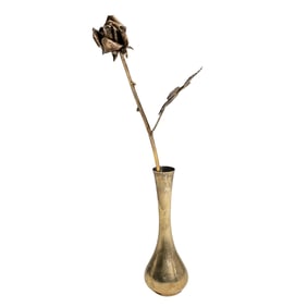 Vintage Tiffany & Co. Gilt Sterling Silver Bud Vase With Rose Study