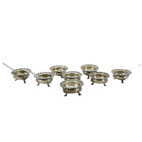 (8 Pc) Antique American Sterling Silver Footed Salt Cellars Set
