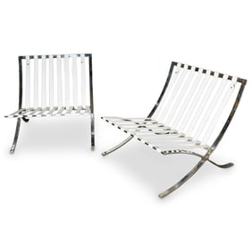 (2 Pcs) Style of Ludwig Mies Van Der Rohe "Barcelona" Chairs