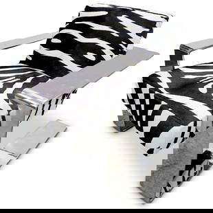 Bernhardt Connor Zebra Upholstery Chrome Lounge Chair: Bernhardt Connor Zebra Upholstery Chrome Lounge ChairModern chrome cantilever chair with zebra pattern cowhide upholstery by Bernhardt Connor.H: 30" x W: 34" x L: 34" Seat Depth: 20.5"