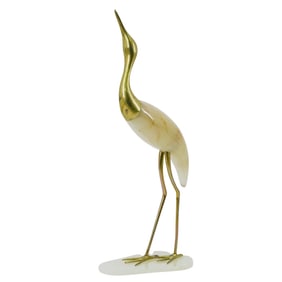 Mid Century Brass And Onyx "Heron Bird" Sculpture