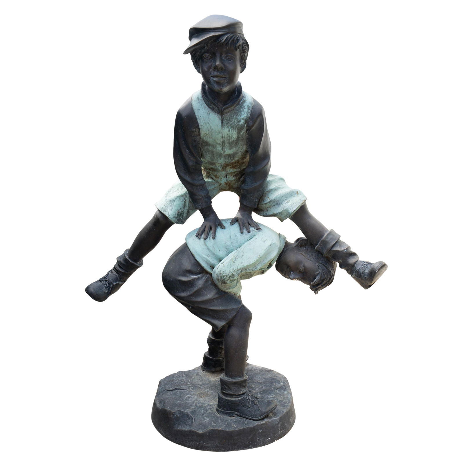After Auguste Moreau Life Size Bronze "Leapfrog" Boys Fountain Garden Statue (1 of 6)